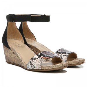Naturalizer Shoes for Women - Areda Wedge Sandal Black / Snake XT75-5705V2