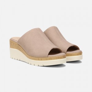 Naturalizer Shoes for Women - Soul Goodtimes Mule Wedge Sandal Light Grey Brown CJ16-8146P6