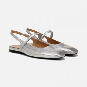 Naturalizer Shoes for Women - Connie Mary Jane Slingback Flat Silver ON67-4327S9