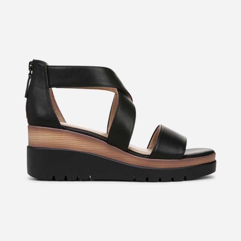 Naturalizer Shoes for Women - Soul Goodtimes Wedge Sandal Black NQ64-6644F1