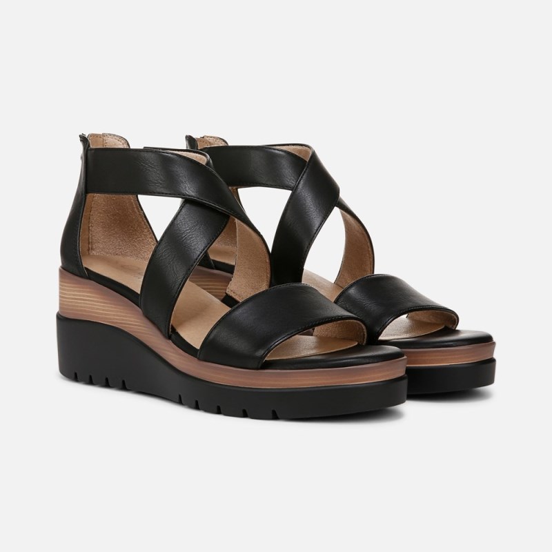 Naturalizer Shoes for Women - Soul Goodtimes Wedge Sandal Black NQ64-6644F1