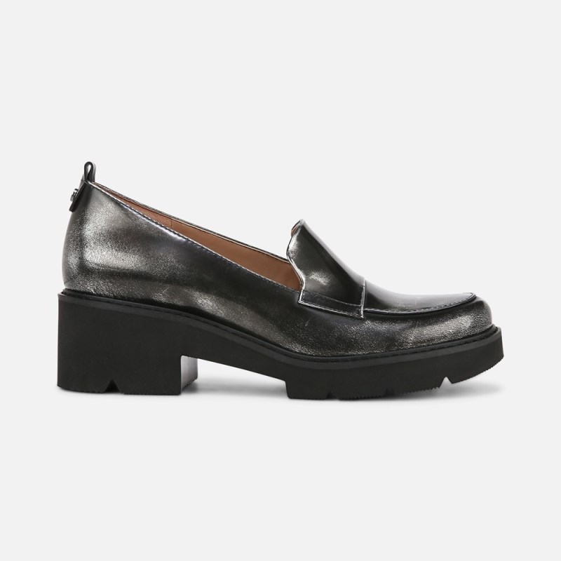 Naturalizer Shoes for Women - Darry Lug Sole Loafer Black / Silver AU04-7574P6