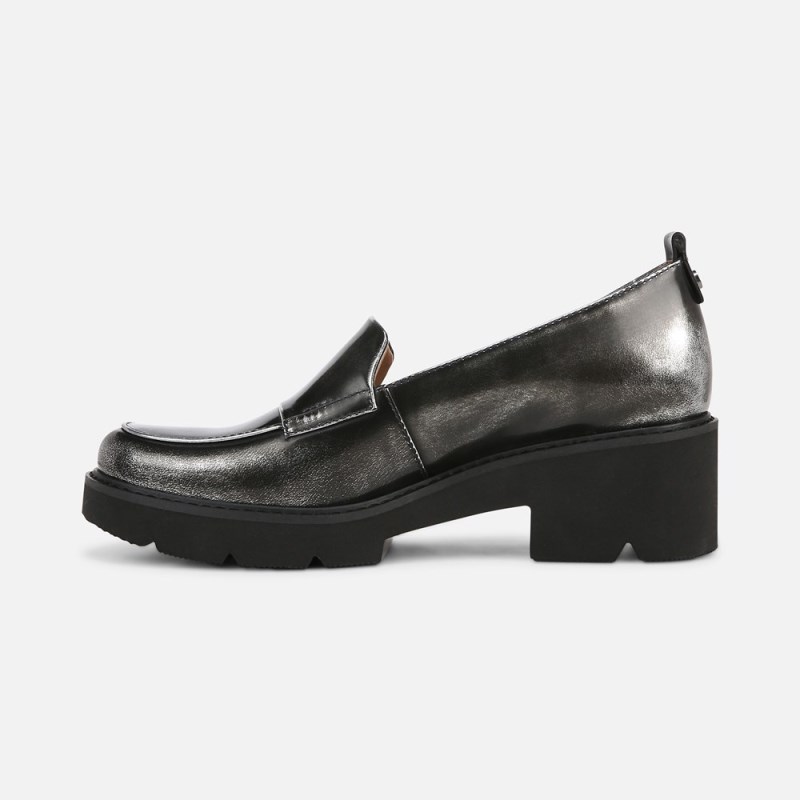 Naturalizer Shoes for Women - Darry Lug Sole Loafer Black / Silver AU04-7574P6