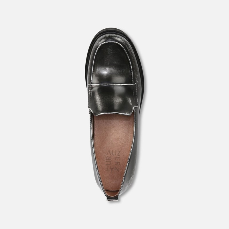 Naturalizer Shoes for Women - Darry Lug Sole Loafer Black / Silver AU04-7574P6