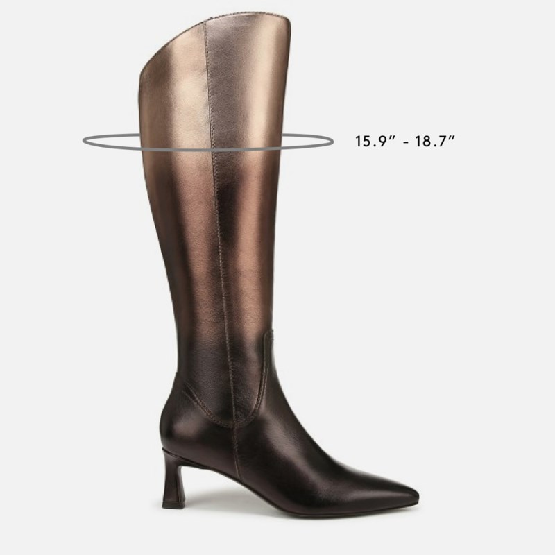 Naturalizer Shoes for Women - Deesha Unity Wide Calf Boot by Deepica Mutyala Gold Metallic HN77-7257Y1