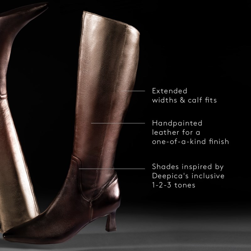 Naturalizer Shoes for Women - Deesha Unity Wide Calf Boot by Deepica Mutyala Gold Metallic HN77-7257Y1