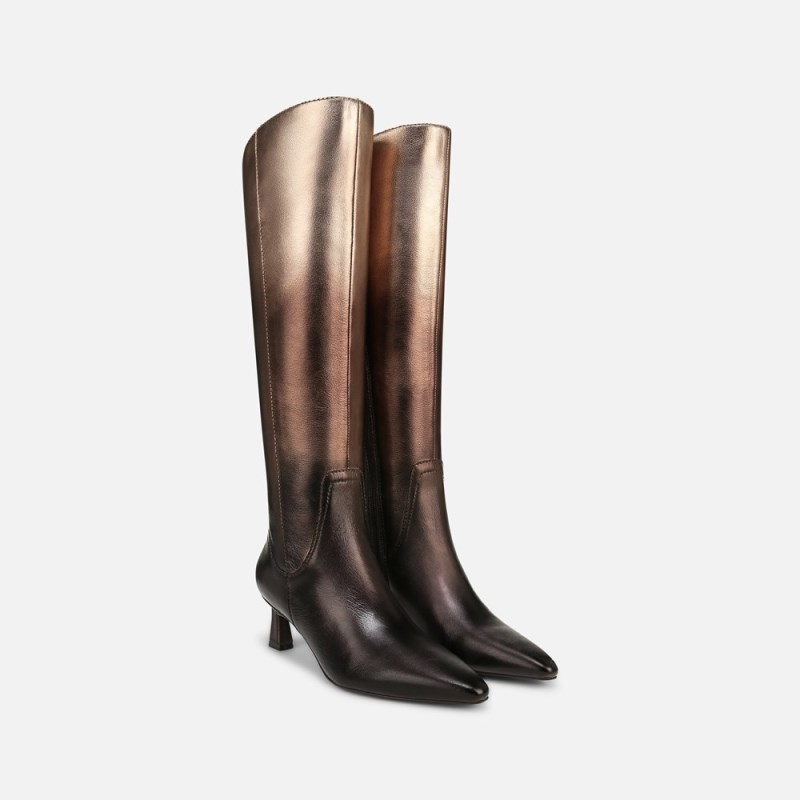 Naturalizer Shoes for Women - Deesha Unity Wide Calf Boot by Deepica Mutyala Gold Metallic HN77-7257Y1
