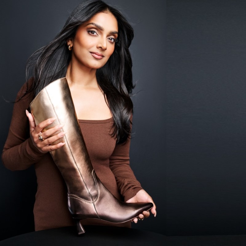 Naturalizer Shoes for Women - Deesha Unity Wide Calf Boot by Deepica Mutyala Gold Metallic HN77-7257Y1
