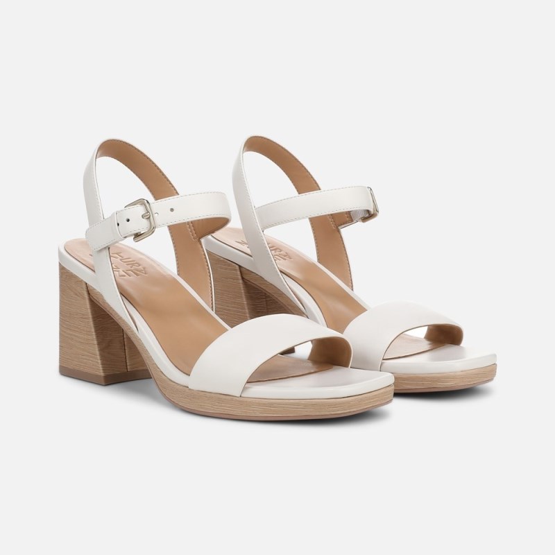 Naturalizer Shoes for Women - Rose Block Heel Sandal White LD49-8569I4